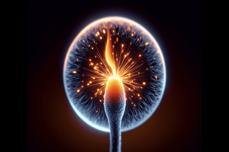 Glowing spark within a sphere symbolizing inner fire and growth