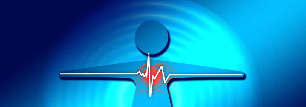 Abstract human figure with heartbeat line